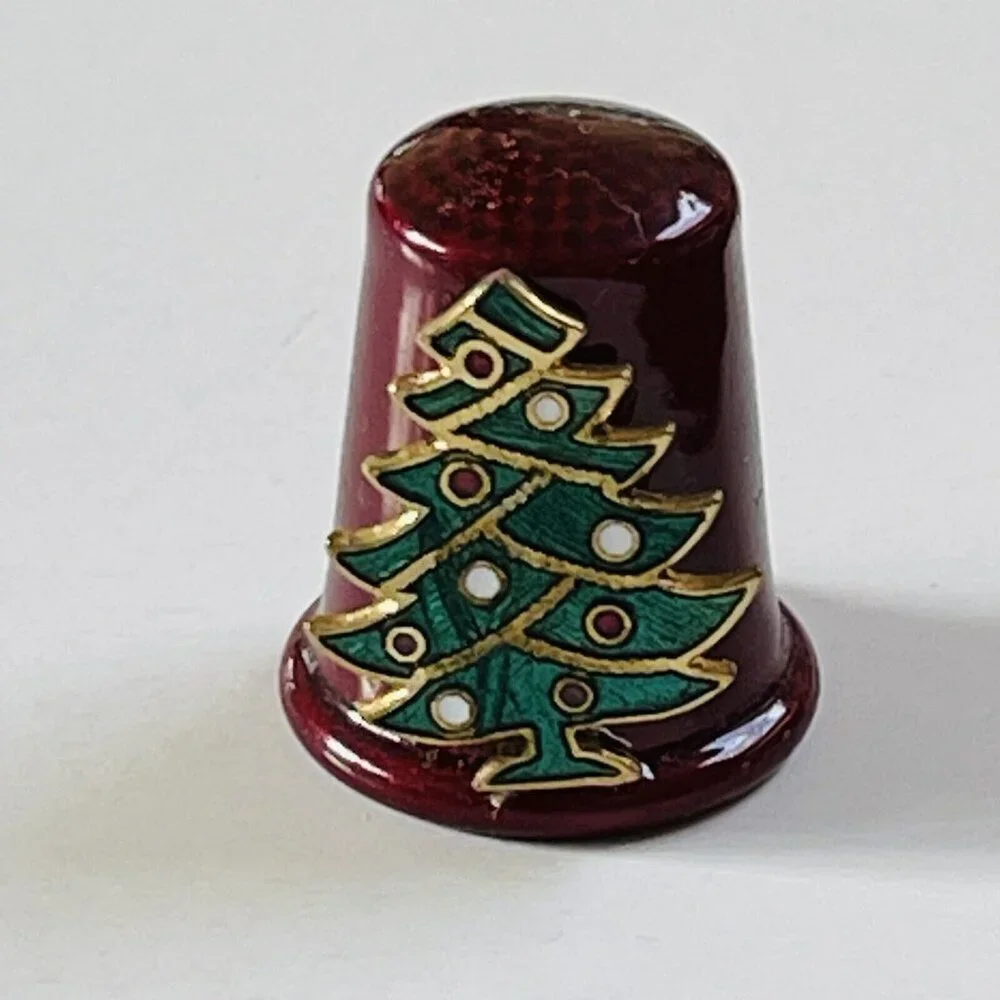 Sewing Quilting Thimble Christmas Tree‎ Red Collectible Holiday